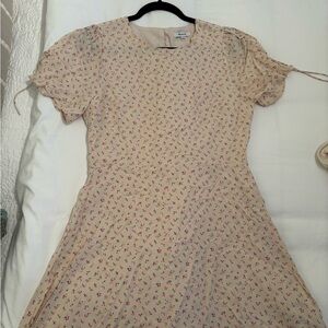 Madewell Beige Dress with Pink Floral Print